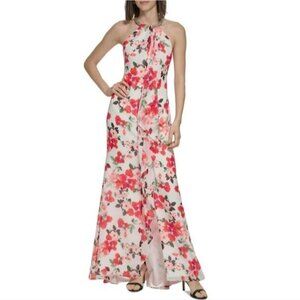 Calvin Klein Floral-Print Halter Maxi Dress Size 16 New Spring Party Easter